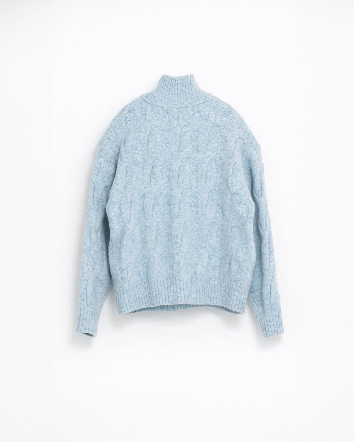 High-Neck Cable Knit Sweater