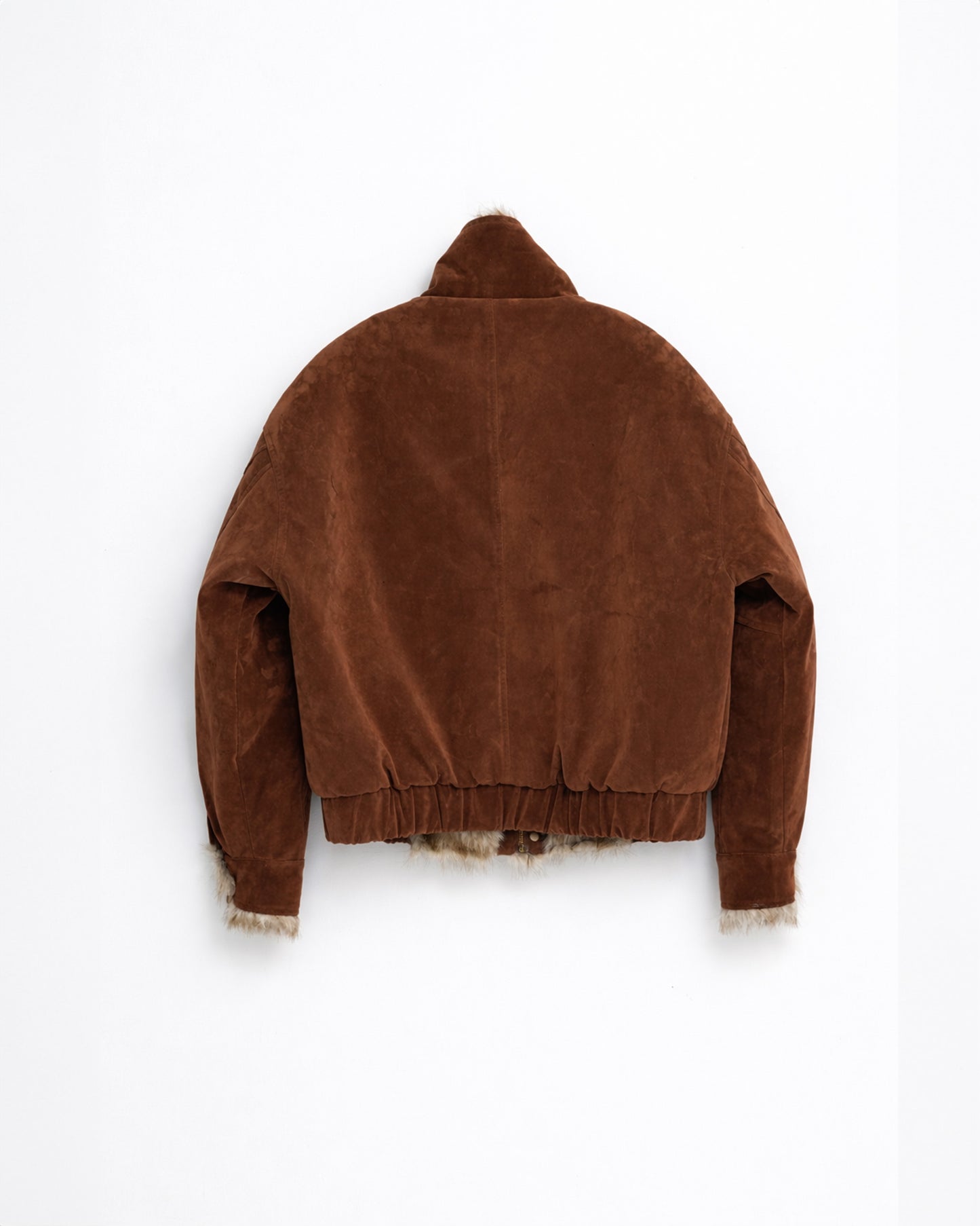 Faux Suede Stand Collar Cotton Jacket BRN