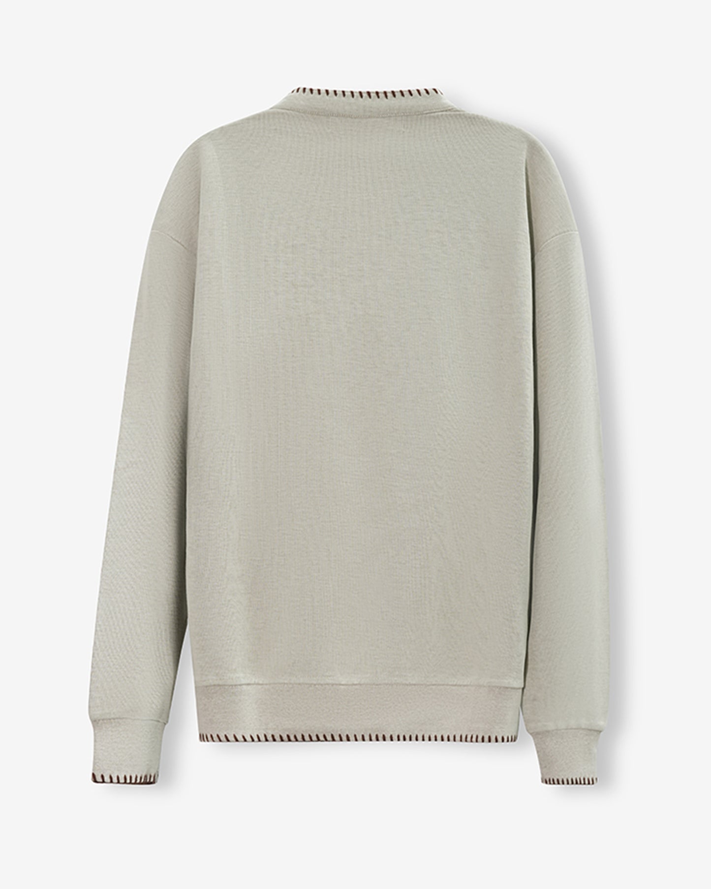 Hand-Stitched Henley Neck Knit Sweatshirt