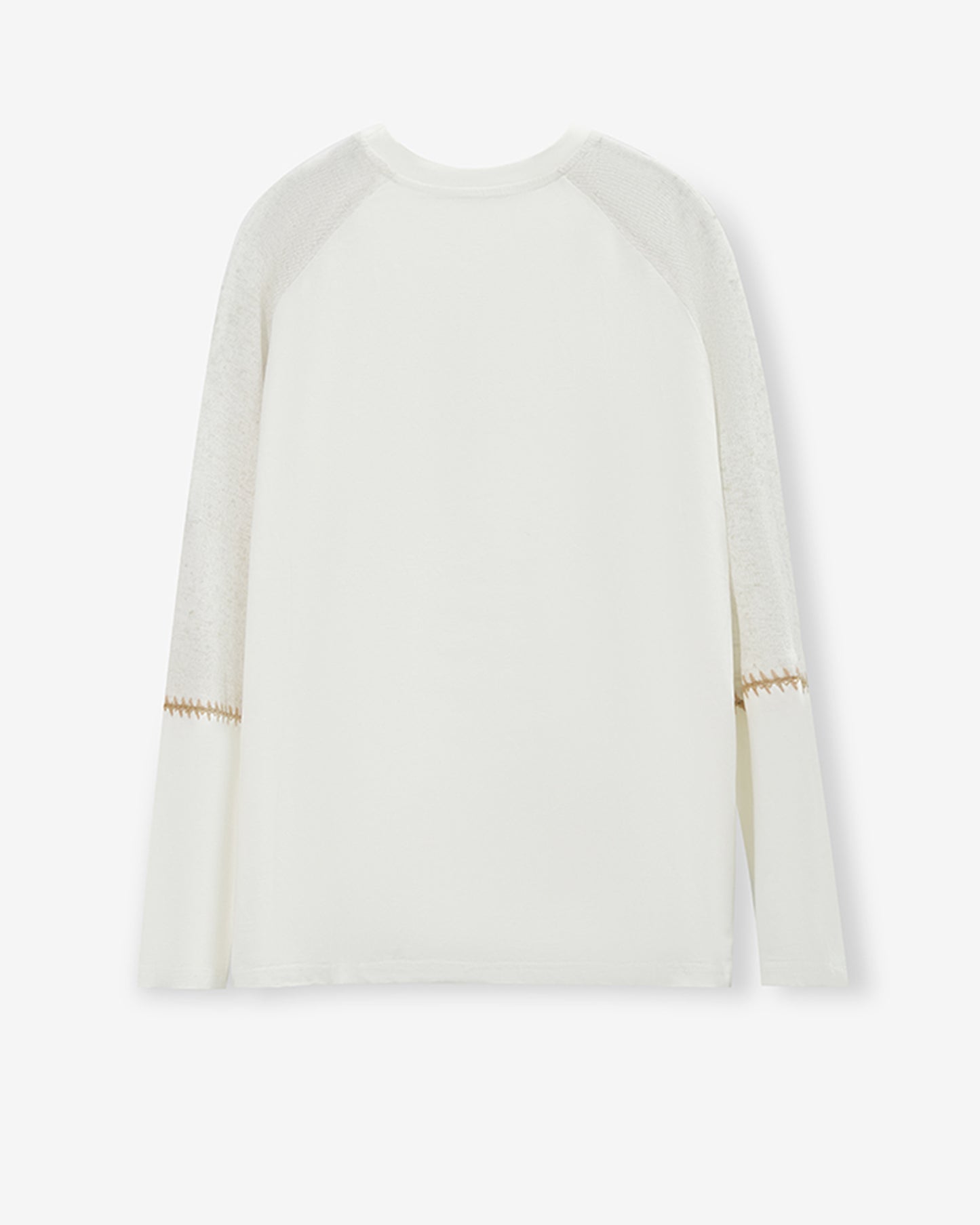 Hand-Stitched Patchwork Knit Long Sleeve T-Shirt