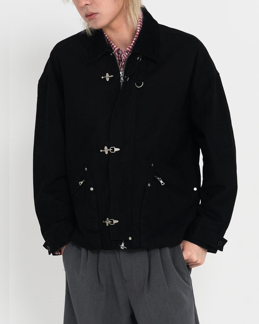 Contrast Collar Detroit Work Jacket BLK