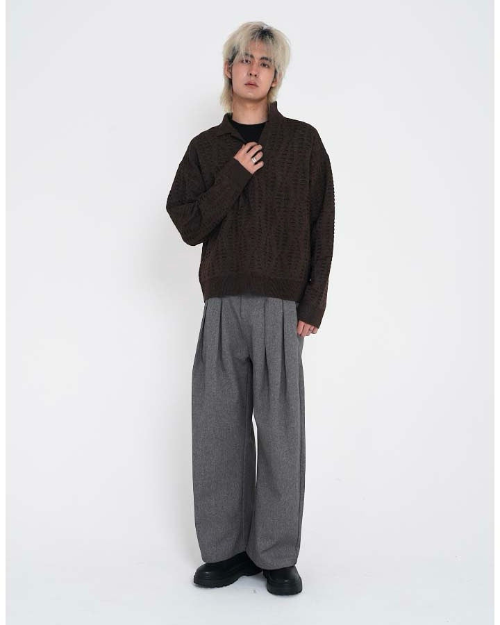 Wrinkled Design Scimitar Casual Pants