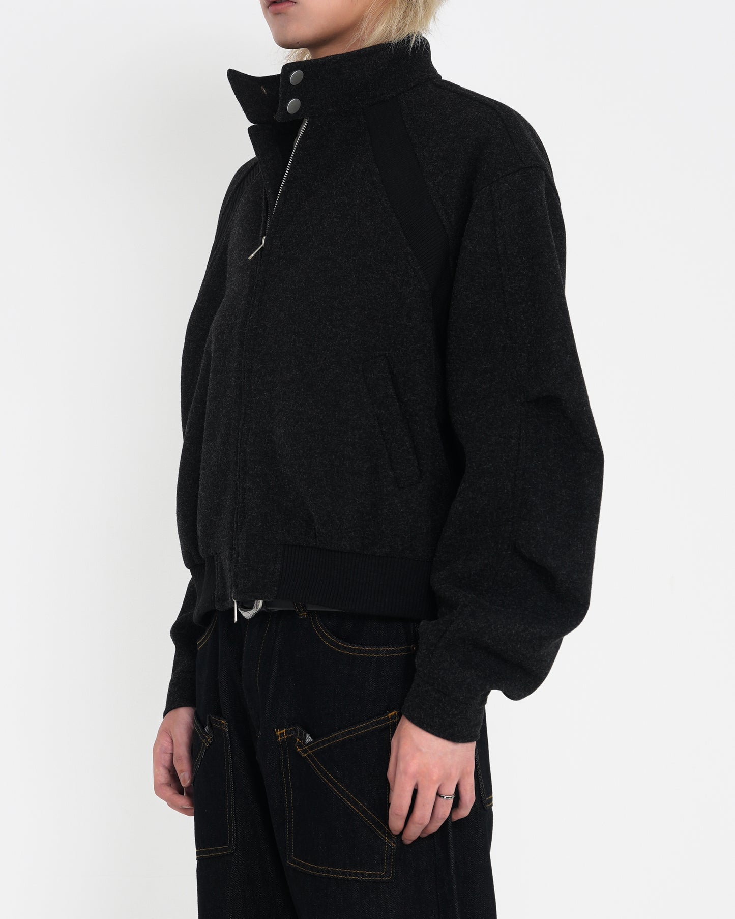Stand-Collar Woolen Jacket