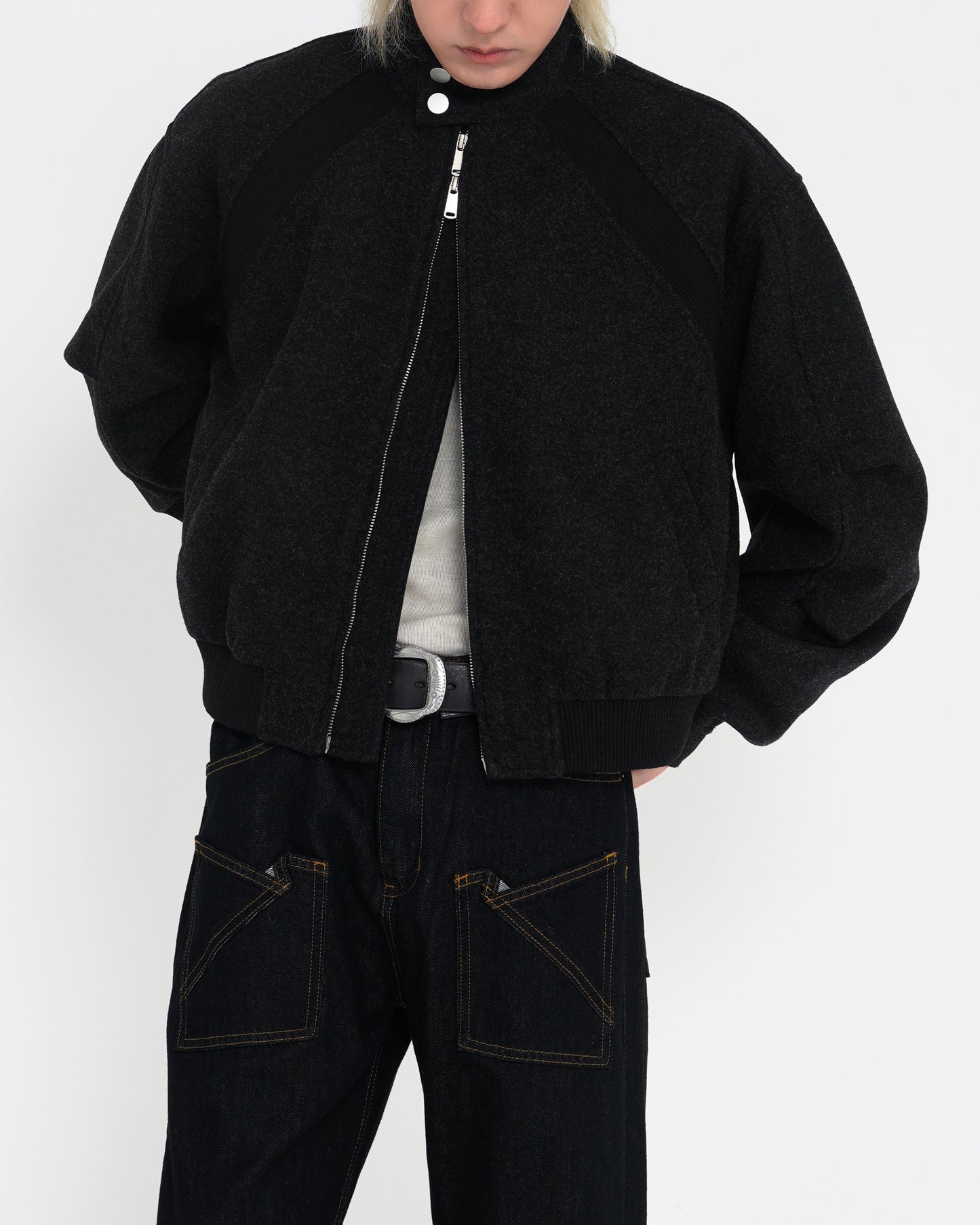 Stand-Collar Woolen Jacket