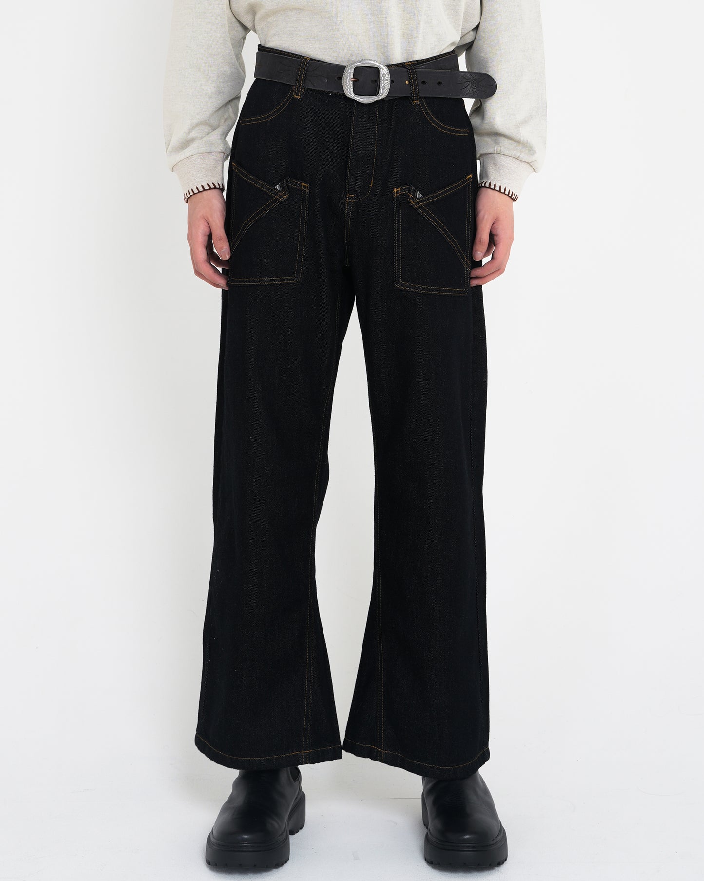 Reverse-Wear Deconstructed Scimitar Jeans