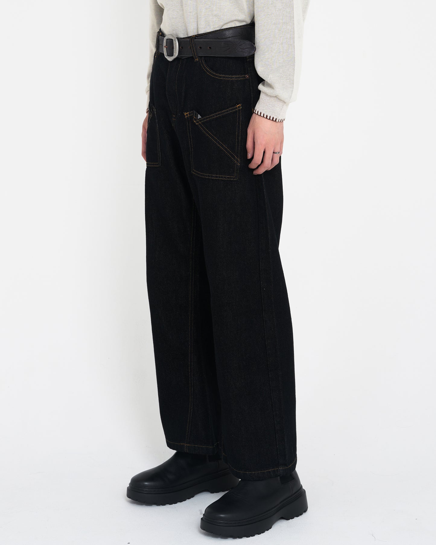 Reverse-Wear Deconstructed Scimitar Jeans