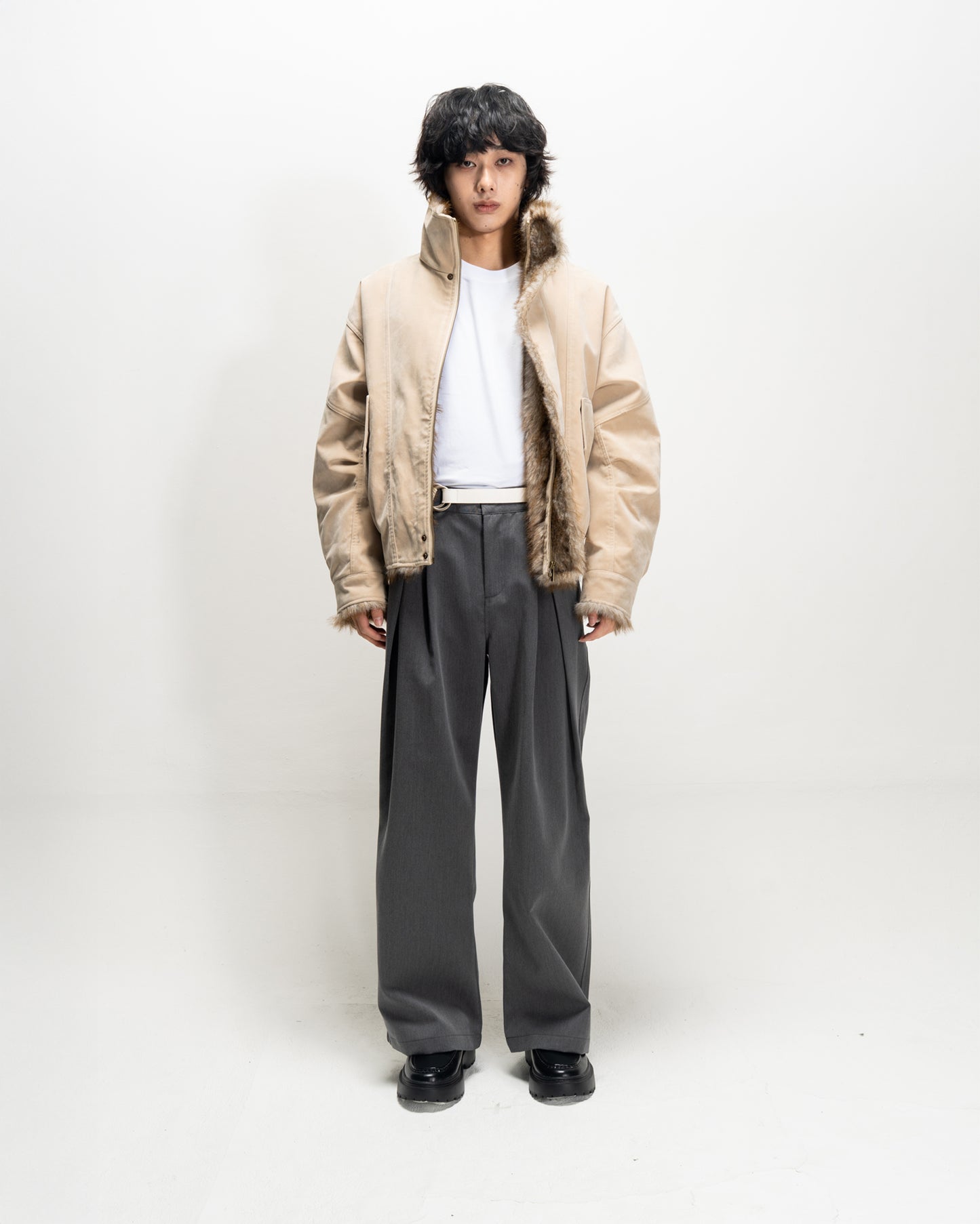 Faux Suede Stand Collar Cotton Jacket BGE