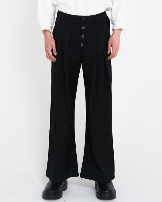 Draped Stripe slacks BLK