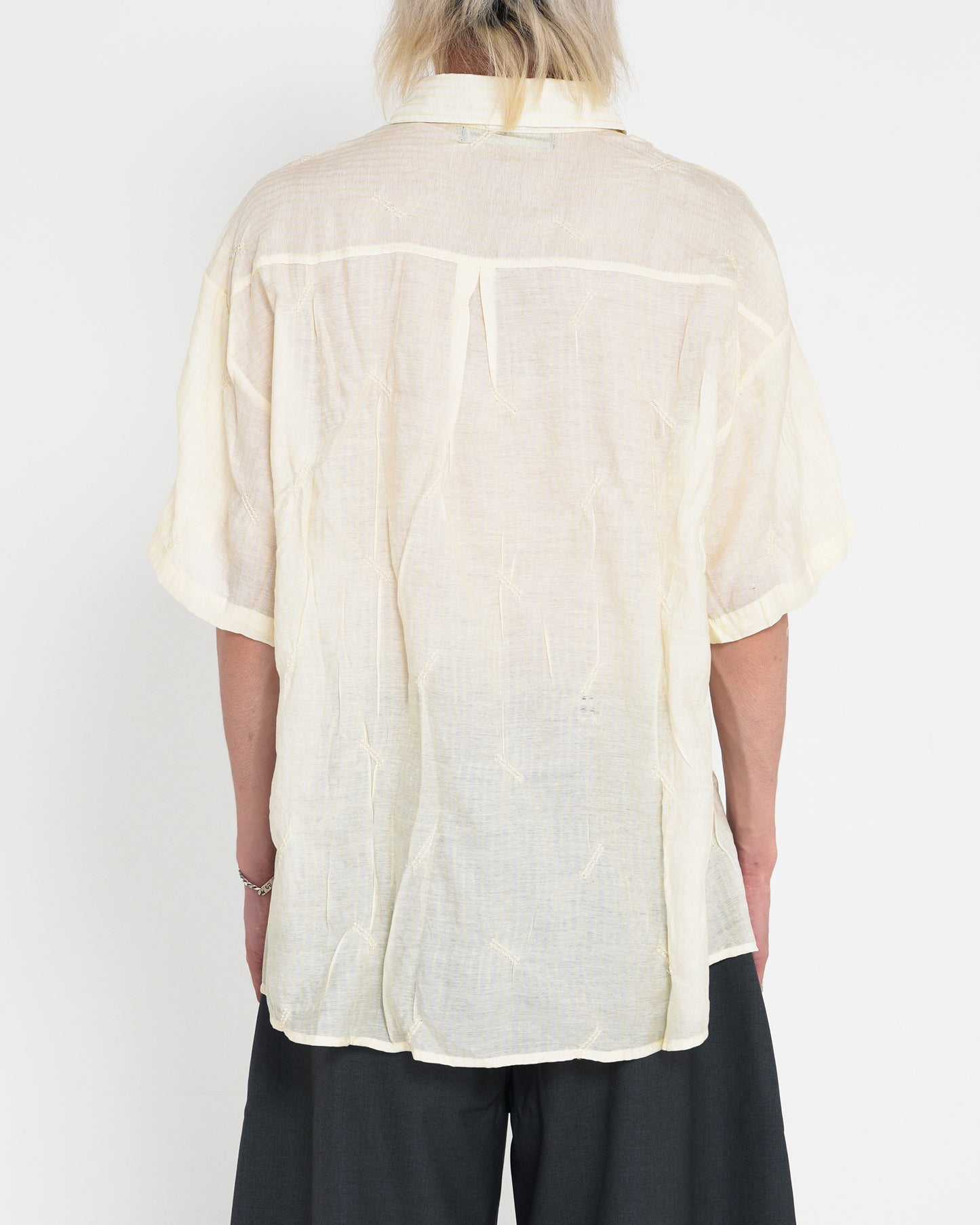 Pleat Detail S.S Shirt WHT