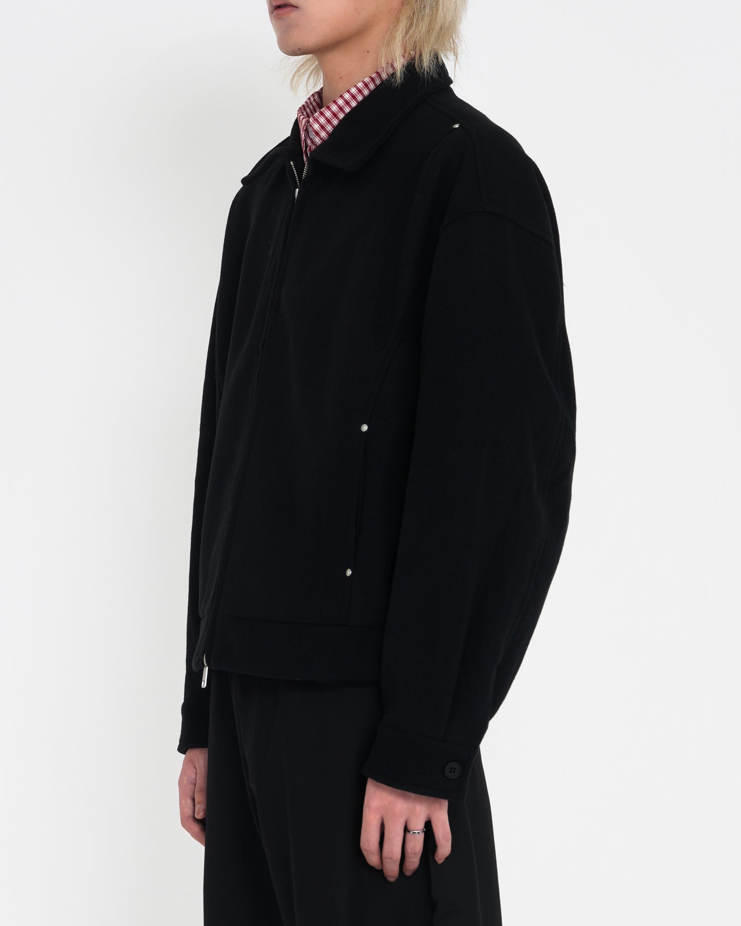 Minimalist Cropped Woolen Jacket BLK