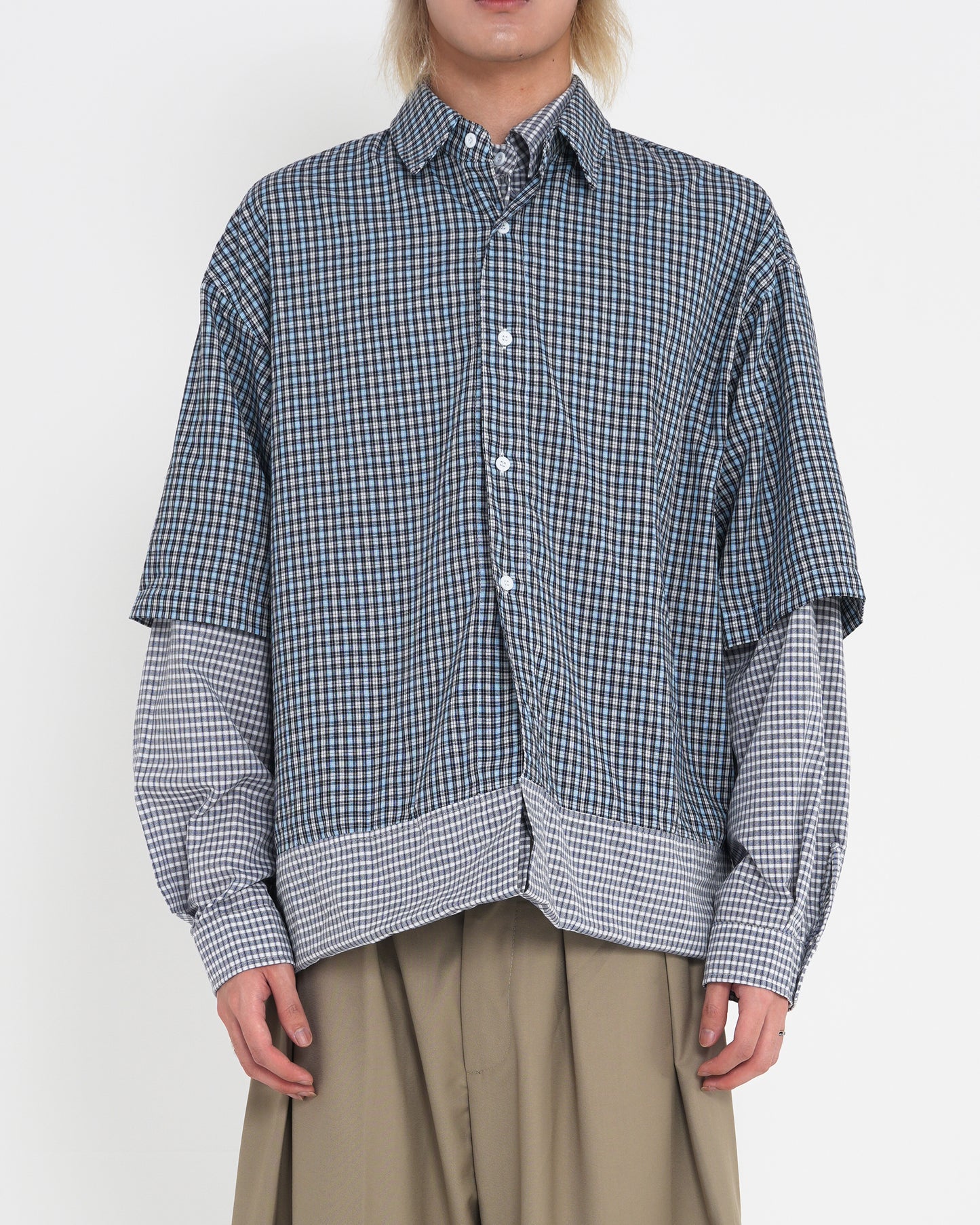 Reversible Deconstructed Patchwork Plaid Shirt