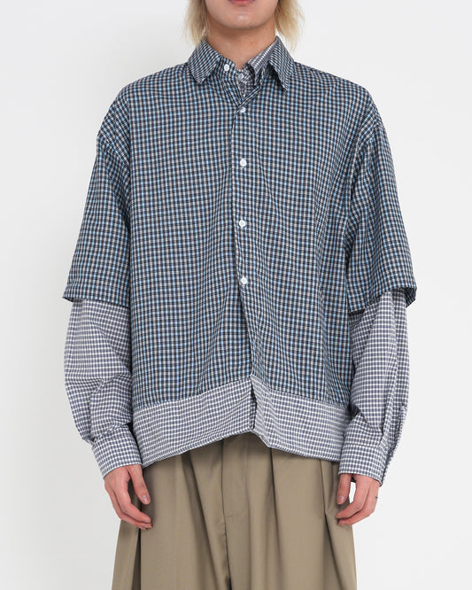 Reversible Deconstructed Patchwork Plaid Shirt