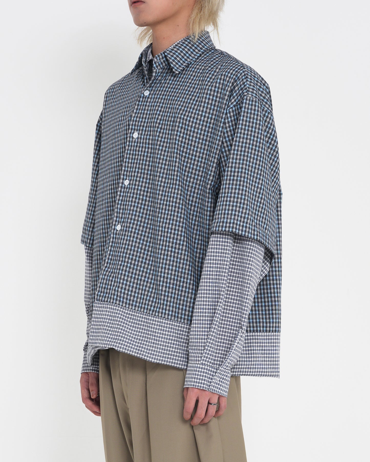 Reversible Deconstructed Patchwork Plaid Shirt