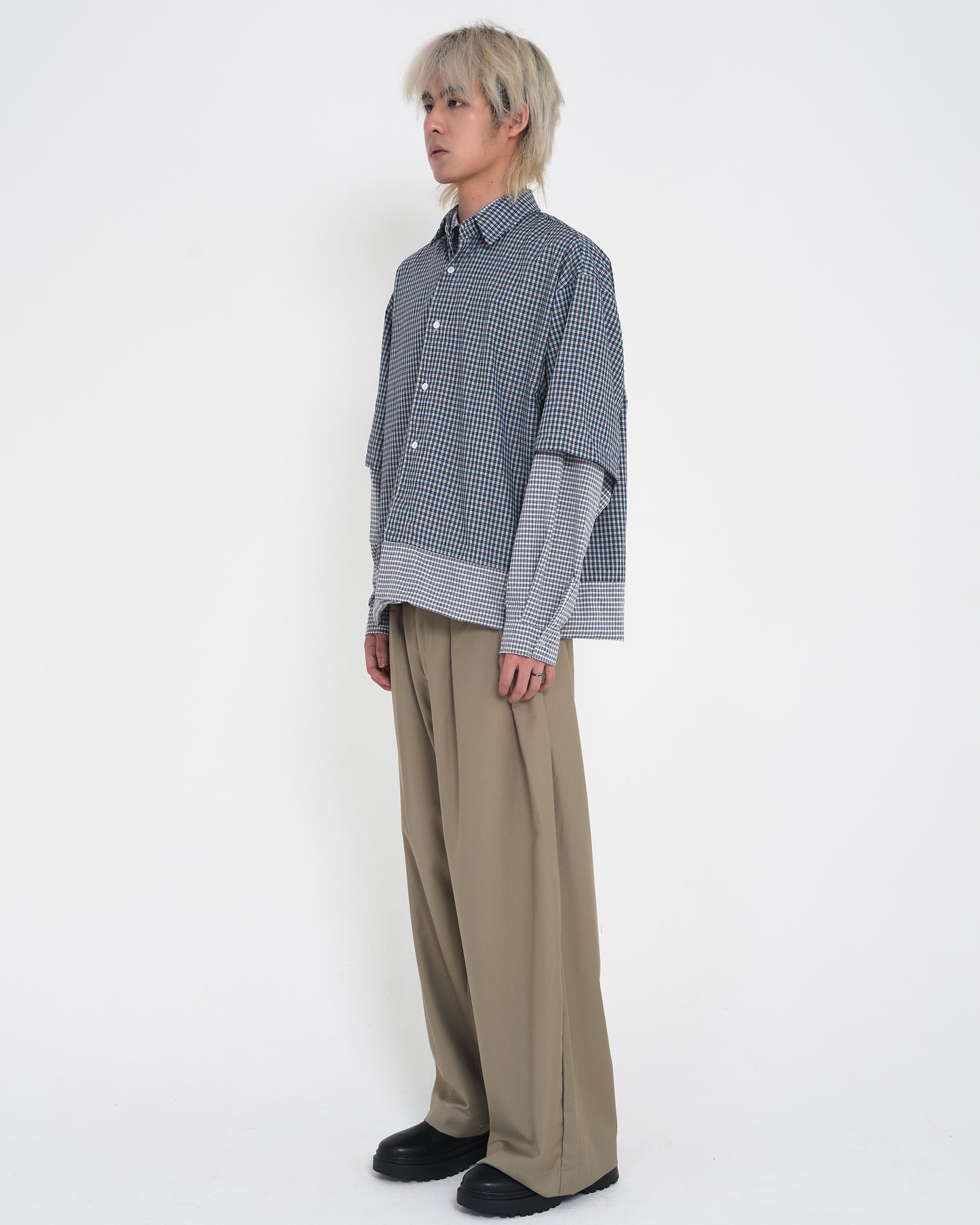 Reversible Deconstructed Patchwork Plaid Shirt