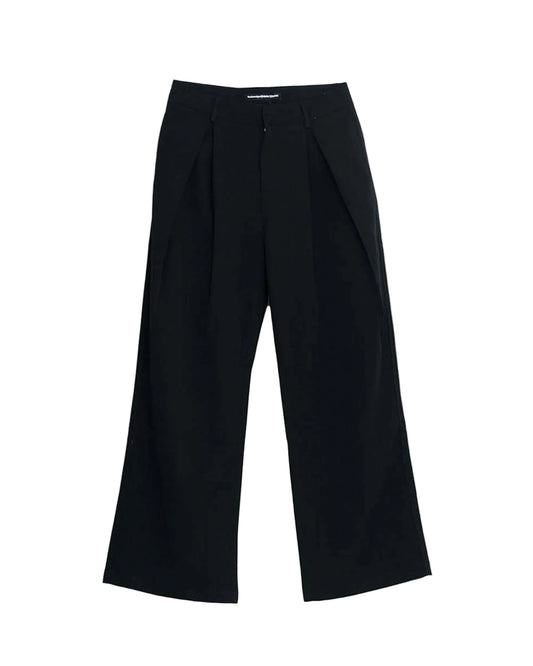 Retro Pleated Casual Trousers BLK