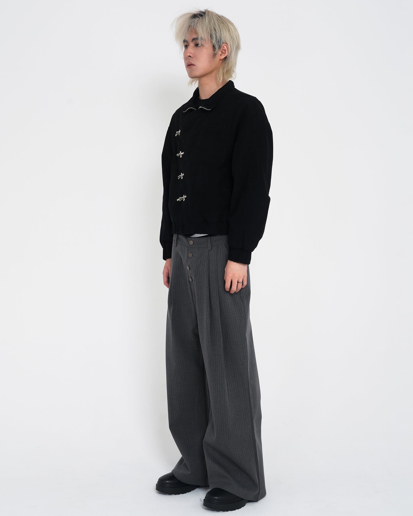 Draped Stripe slacks GRY