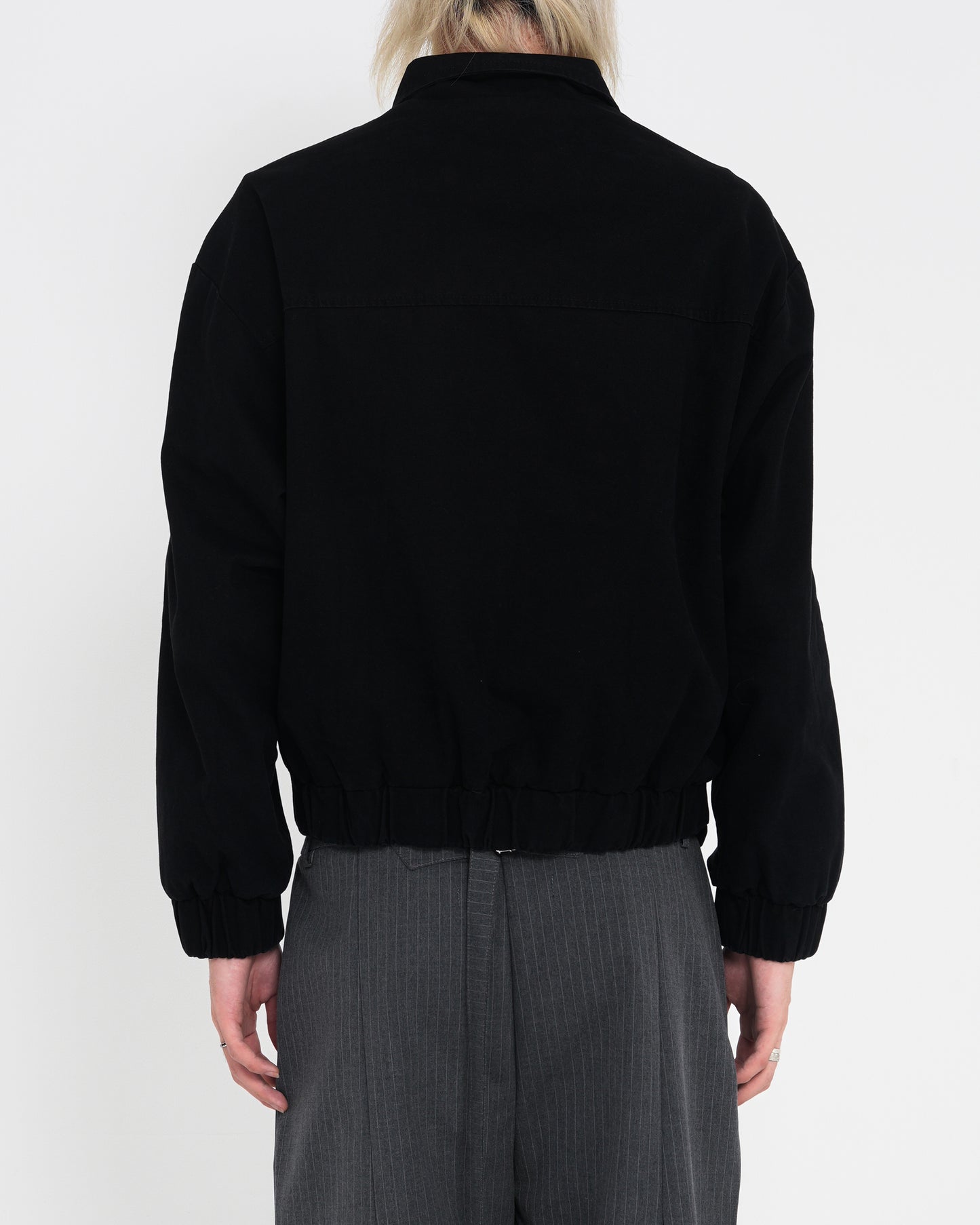 Aviation-Buckle Distressed Utility Jacket BLK