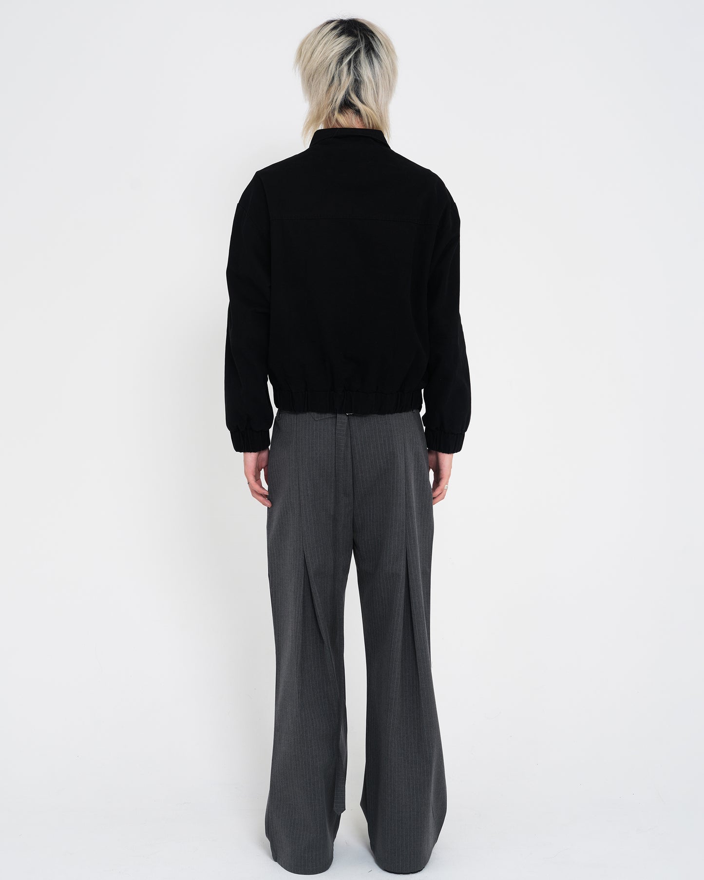 Aviation-Buckle Distressed Utility Jacket BLK