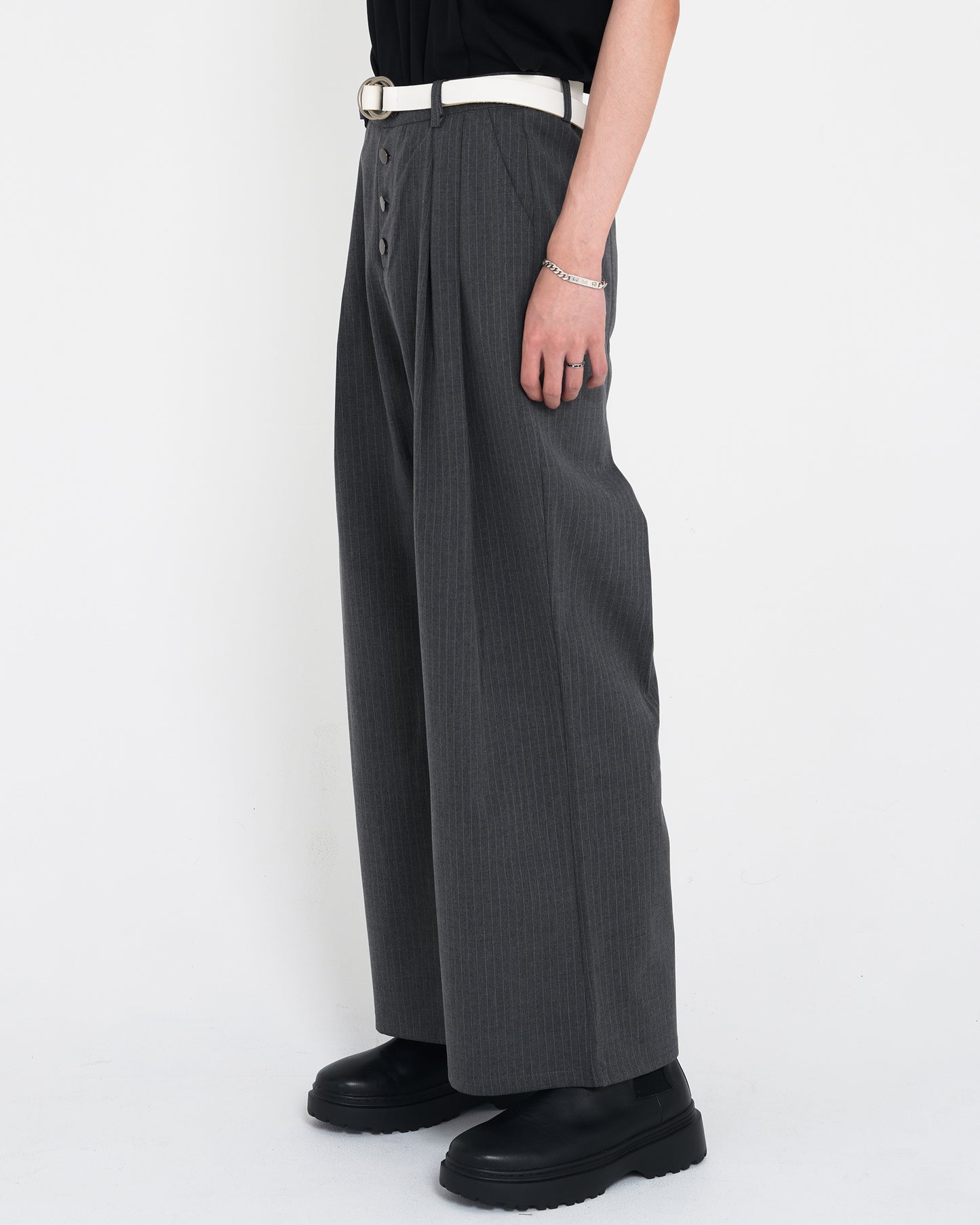 Draped Stripe slacks GRY