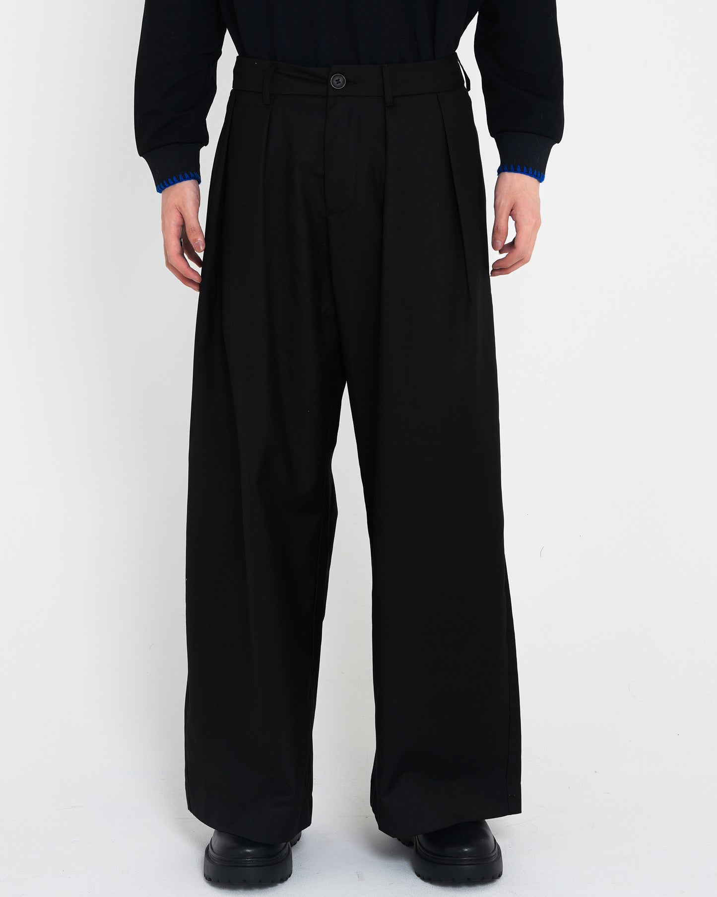 Crinkled Drape Pants BLK