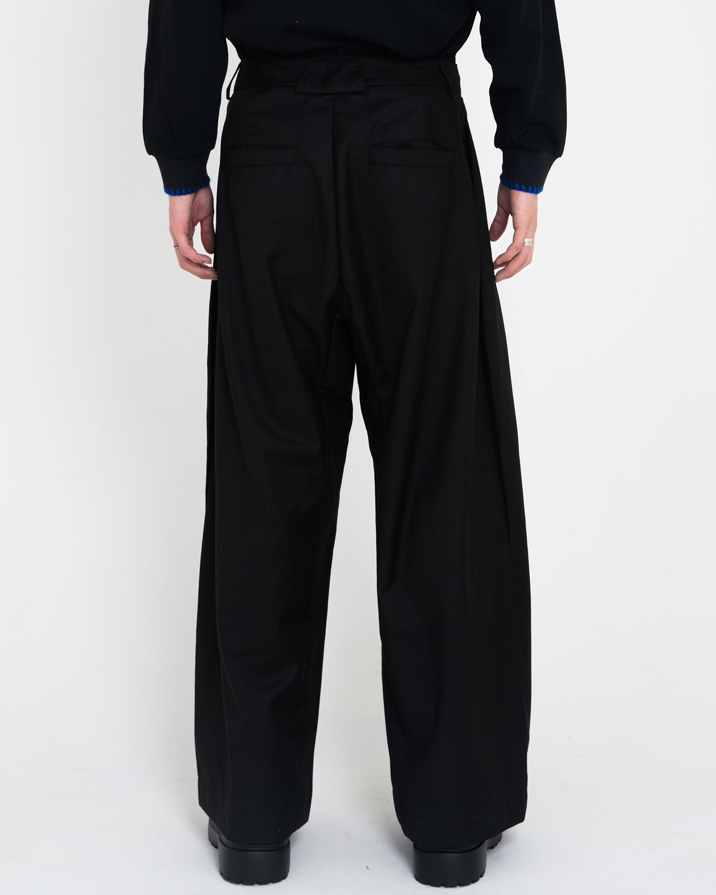 Crinkled Drape Pants BLK