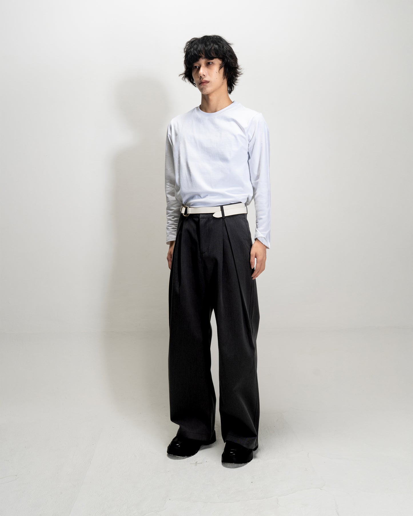 Retro Pleated Casual Trousers BLK