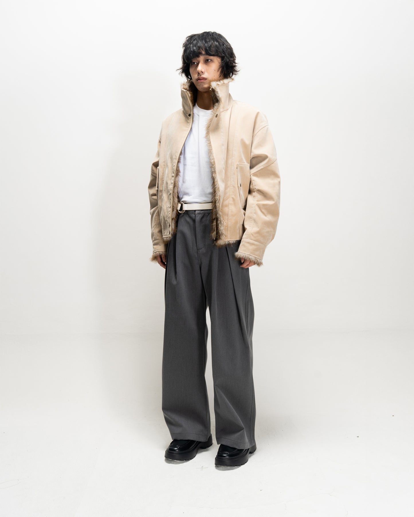 Faux Suede Stand Collar Cotton Jacket BGE