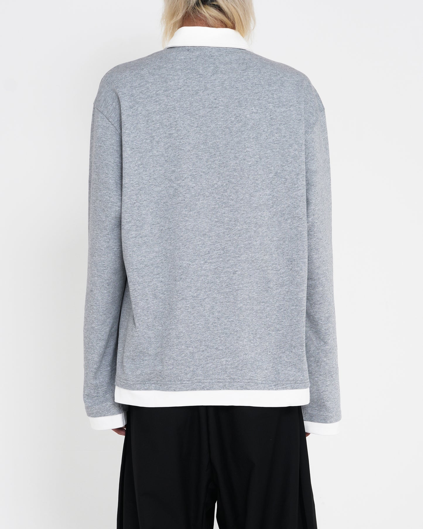 Contrast-Color Polo-neck Tee GRY