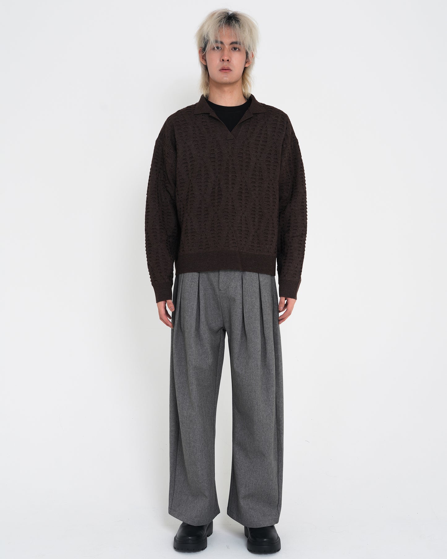 Wrinkled Design Scimitar Casual Pants