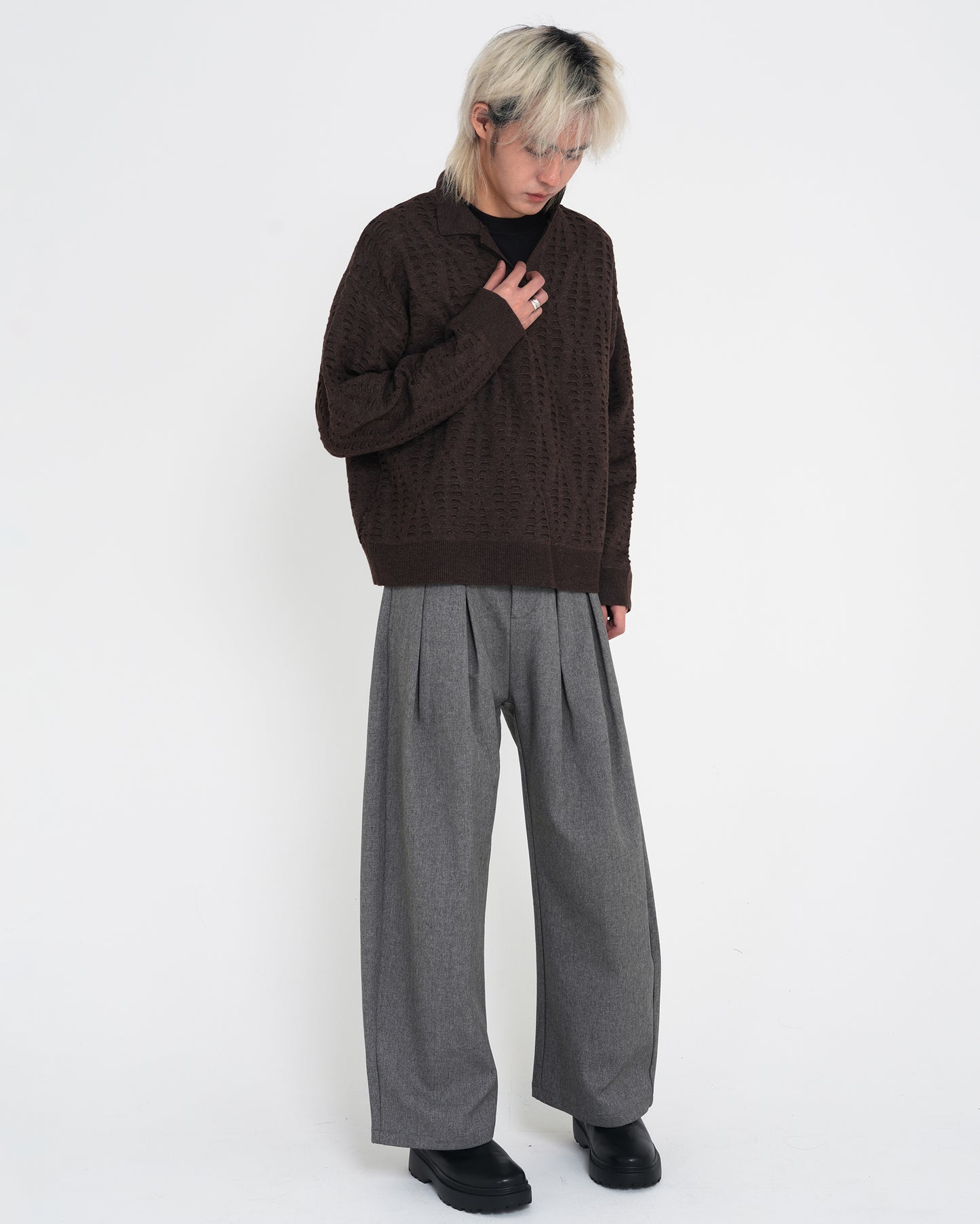 Wrinkled Design Scimitar Casual Pants