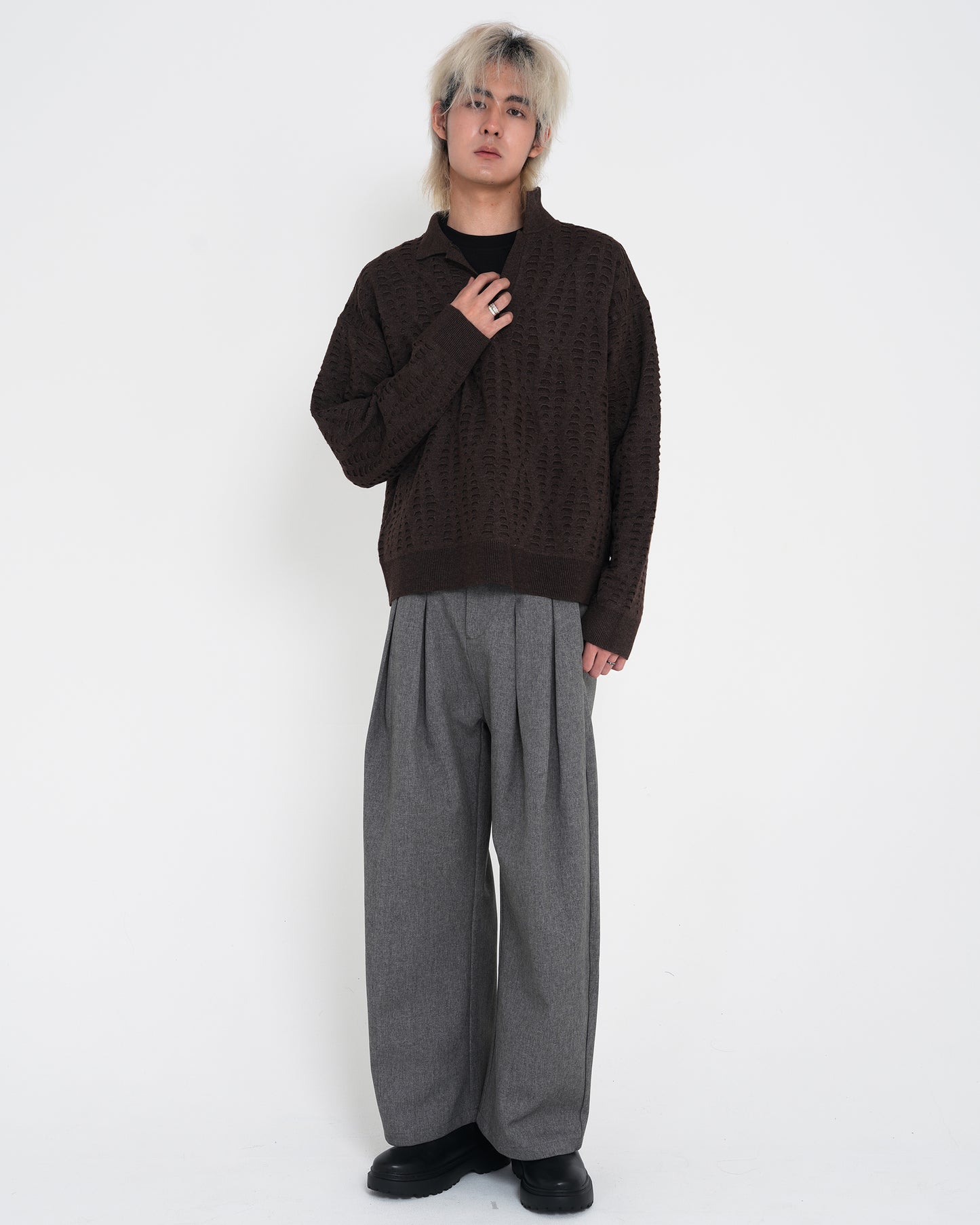 Wrinkled Design Scimitar Casual Pants