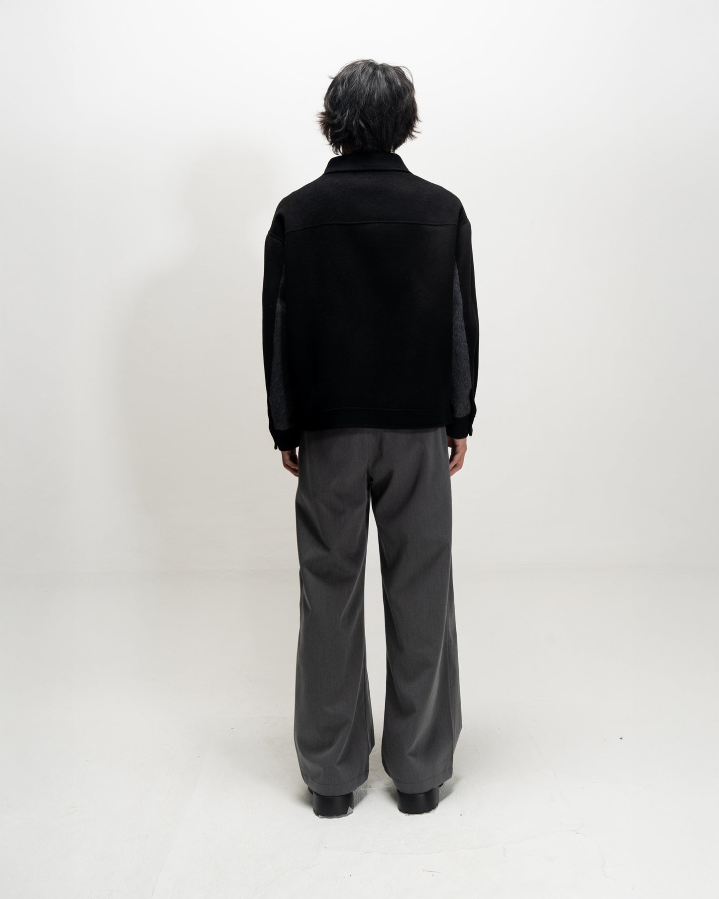 Contrast-Color Handmade Collar Jacket BLK