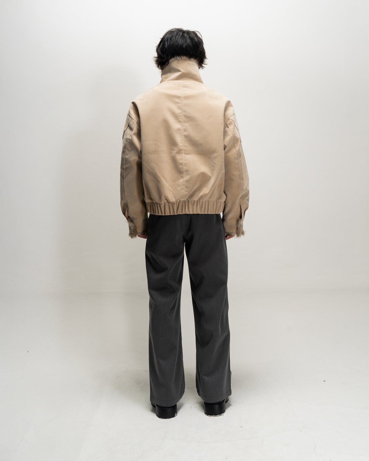 Faux Suede Stand Collar Cotton Jacket BGE