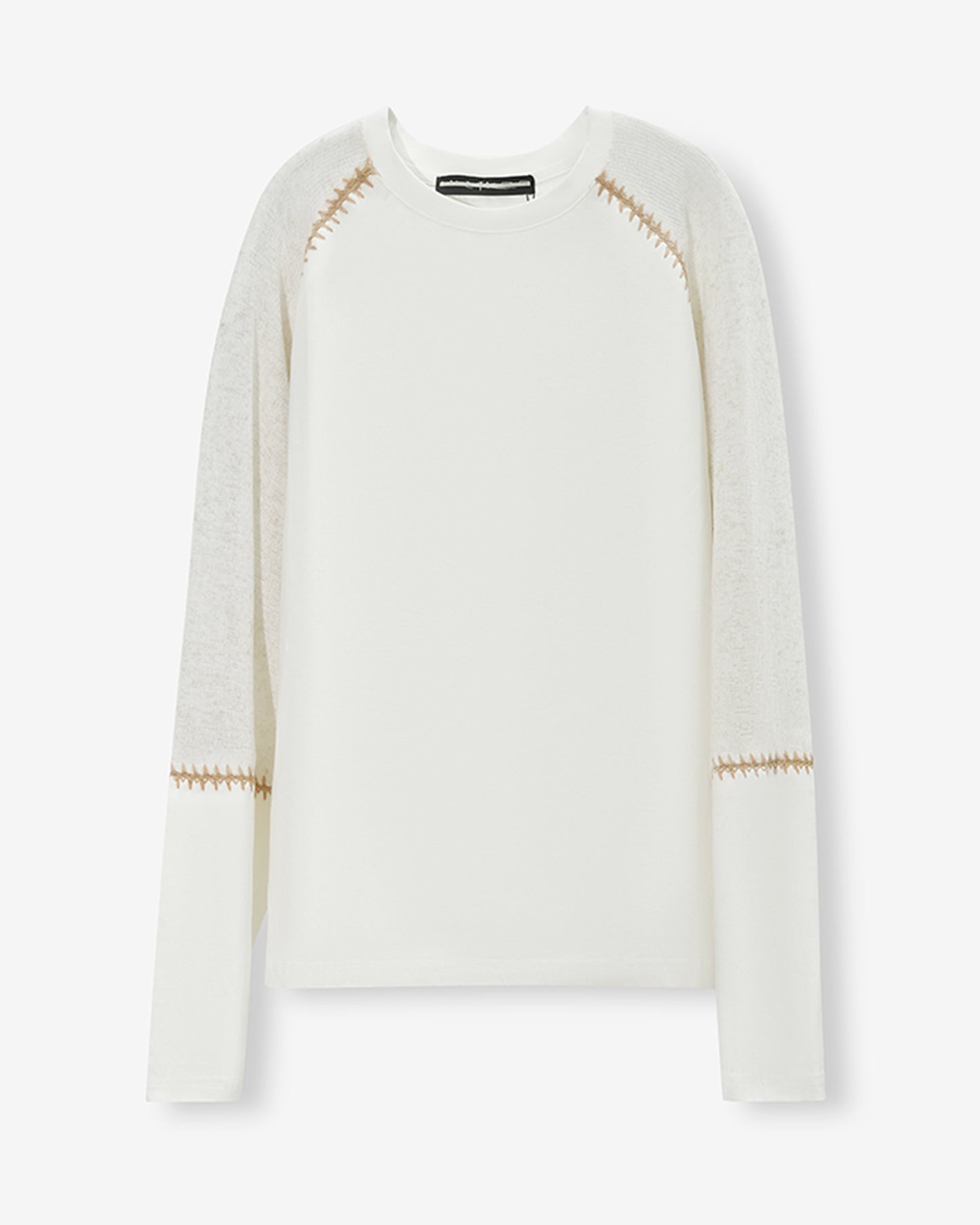 Hand-Stitched Patchwork Knit Long Sleeve T-Shirt