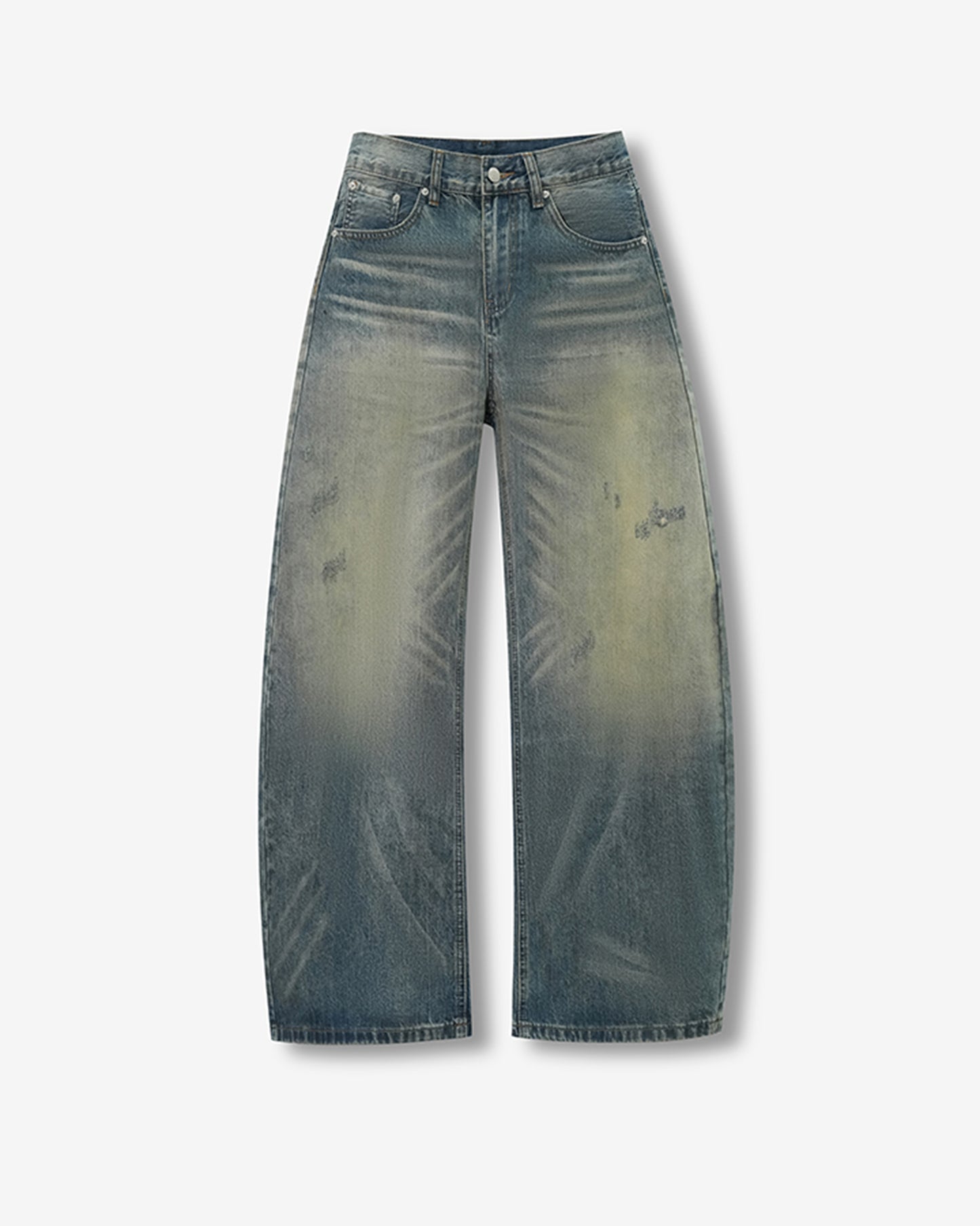Washed Distressed Scimitar Jeans