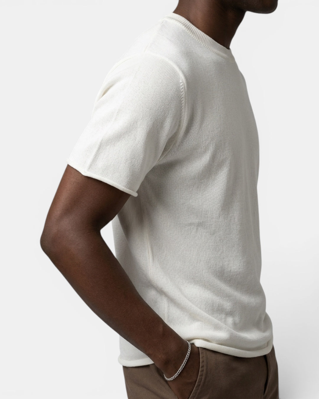 Old money-style cuffed short-sleeve knit top – nameless-official